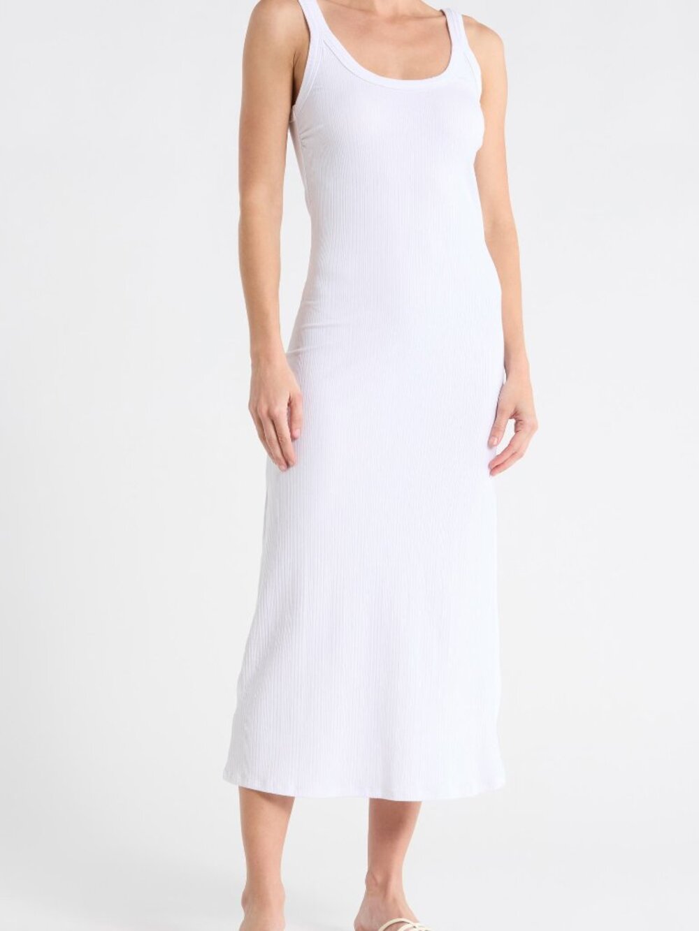 NWT VITAMIN A West Rib Tank Dress White Ribbed Maxi Size Medium